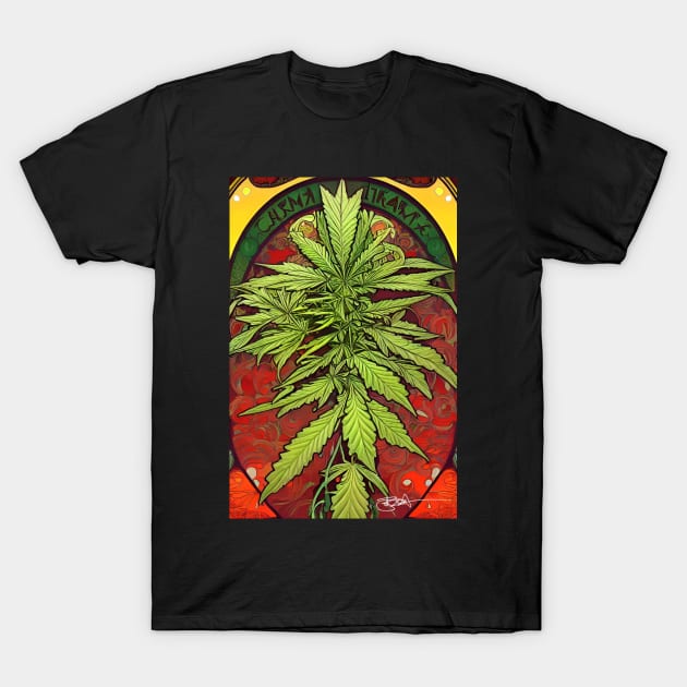 Cannabis Vintage Christmas Vibes 20 T-Shirt by Benito Del Ray